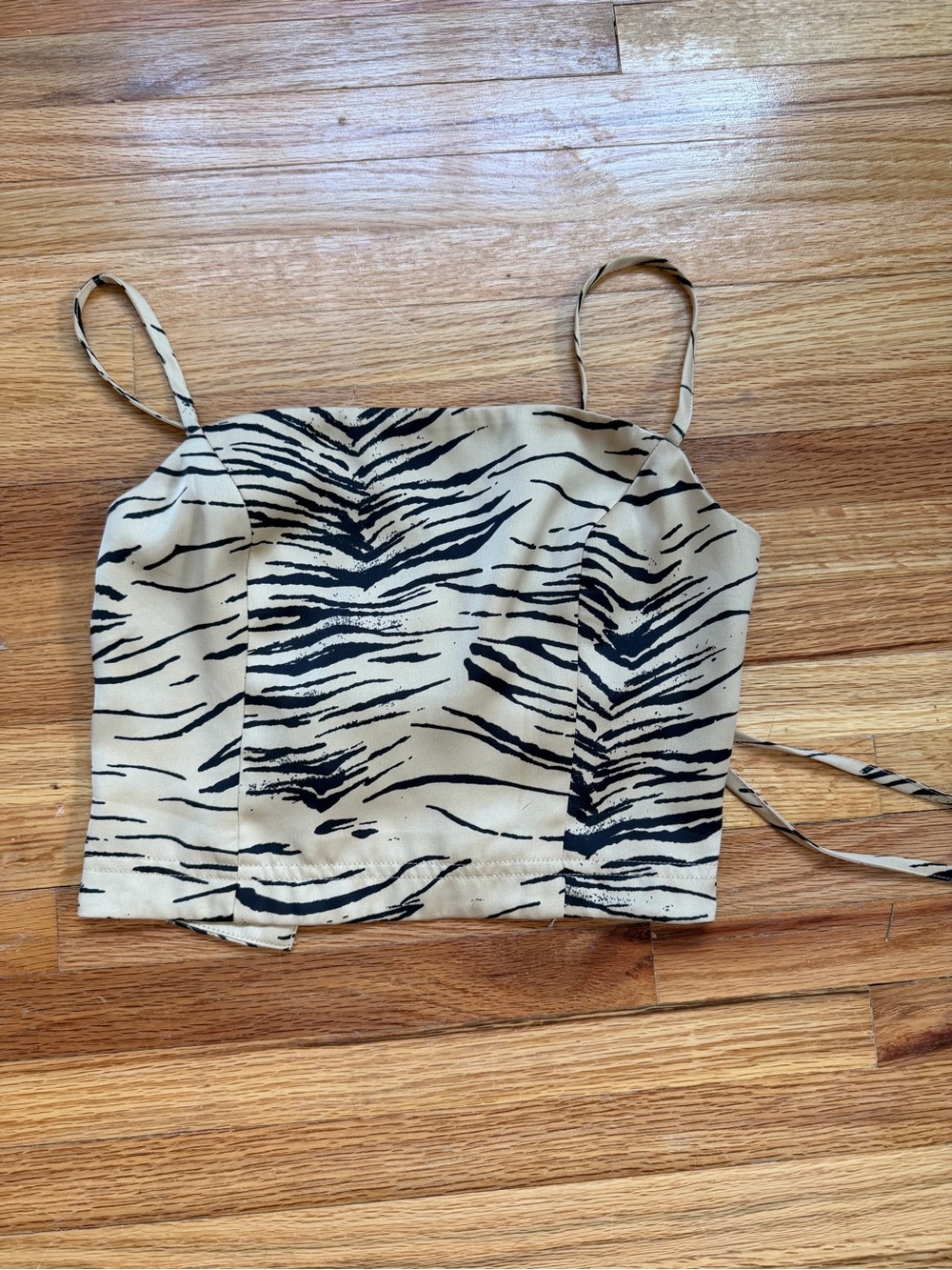 Urban outfitters-  Beige  Zebra Print Cami/crop, ties in the back